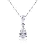 Diamond Treats 925 Sterling Silver Pendant Necklace with a Pear Shaped Stone, Elegant Bridal Necklace in 925 Silver, Silver Cubic Zirconia Drop Pendant Necklace for Women, Jewellery Gifts for Women