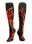 Flame Socks Athletic Over the Calf Socks (Black/Red/Gold, Medium)