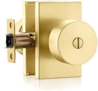 Haidms Gold Door Knob Interior,Zinc-Alloy Heavy Duty Bedroom Brushed Gold Interior Door Knob Privacy Brass Doorknob Bathroom Bulk(1 Pack)