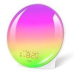 Wake Up Light Sunrise Alarm Clock for Heavy Sleepers & Kids, Fullscreen Alarm with Sunrise/Sunset Simulation, Dual Alarms, Snooze, FM Radio, 19 Color Modes, 15 Natural Sounds, Perfect for Gift