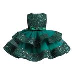 Miipat Baby Girl Pageant Dress Ruffle Flower Wedding Birthday Party Princess Dresses Sequins Toddler Ball Gown(Green,4-5T)