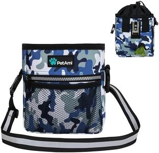 PetAmi Dog Treat Pouch, Pet Treat Pouch for Training, Dog Walking Bag Holder for Kibbles, Pet Food Toy, Dog Trainer Essentials Supplies, Poop Bag Dispenser, 3 Ways to Wear (Camo Blue)