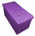 Home Harmony Kensington Folding Storage Ottoman, Storage Chest, Footrest, Bench, padded Seat, Faux Leather (Lilac, Large)