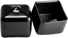 Made in USA Prescott Plastics 0.5" Inch Square Vinyl Plug Insert (4 Pack), Black Flexible Rubber End Cap for Metal Tubing, Fence, Glide Insert for Pipe Post, Chairs and Furniture