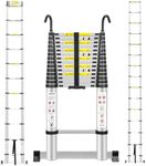 Telescopic Ladder 5.8M/19F Multi-Purpose Aluminium Stainless Steel Extendable with Detachable Hooks and Portable Folding Ladder with EN131 and CE Standard