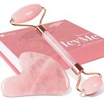 BAIMEI Jade Roller & Gua Sha, Face Roller, Facial Beauty Roller Skin Care Tools, Self Care Gift for Men Women, Massager for Face, Eyes, Neck, Relieve Fine Lines and Wrinkles - Rose Quartz