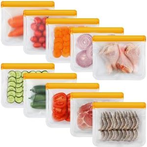 10 Pack Reusable Sandwich Bags, Reusable Silicone Bags Food Storage Bags, Freezer Bag Home Fridge Kitchen Organization and Storage Lunch Meal Prep Sandwich Containers