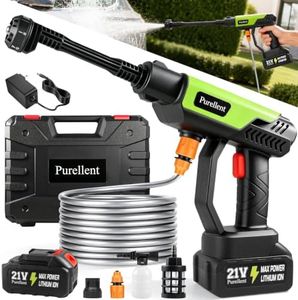 Cordless Portable Washer, 1100 PSI Handheld Washer Battery Operated Pressure Washer, 6-in-1 Nozzle Lightweight Car Washer, Cleaner with Elastic Hose, Cleaning Tool for Home Outdoor Patio Garden