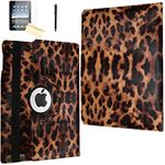 Case for iPad Air (2013 Released), JYtrend (R) Rotating Stand Smart Case Cover Magnetic Auto Wake up/Sleep for iPad Air (Air 1) A1474 A1475 A1476 (Leopard)