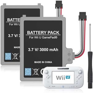 KEKUCULL 2Pcs Battery Pack for Wii U Gamepad, Rechargeable Battery Replacement with Screwdriver for Nintendo Wii U Gamepad WUP-012, WUP-010