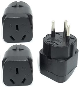 Australian/New Zealand to Israel Travel Plug Adaptor, 3-pin AUS/China/New Zealand Plug Convert to 3-pin Israeli Socket with Safety Shutter (3 Pieces, Black)