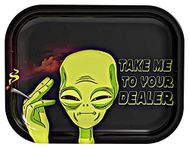 UkGlass Alien Rolling Tray - Metal Rolling Smoking Tray - Funny Cartoon Rolling Tray - Essential Smoking Accessories Kit