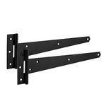 XFORT® 2 Pack 300 mm T-Hinge Black Japanned, Metal Tee Hinges with Weather Resistant, Rustproof Powder Coating, T Strap Hinges Ideal for External Use On Gate Doors, Shed Doors and Barn Doors (Pair)