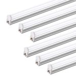 Barrina (6 Pack) T5 LED Shop Light, 2FT, 6500K (Super Bright White), Utility Shop Light, Ceiling and Under Cabinet Light, Corded Electric with Built-in ON/Off Switch