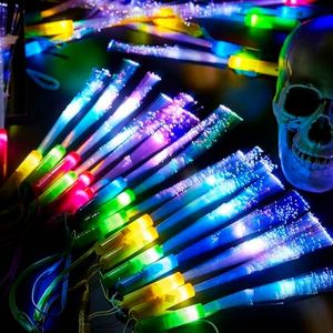 Lewtemi 48 Pieces Glow Fiber Wands Sticks LED Light Up Wands Fiber Optic Wands LED Flashing Sticks Glow Flashing Wands Fiber Optic Wands for Party Favors, Colorful, Battery Operated (Vivid Colors)