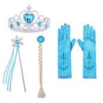 HenzWorld Girls Princess Accessories Halloween Cosplay Fancy Birthday Party Dress Up Crown Scepter Gloves Earrings Set