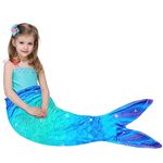 WERNNSAI Mermaid Tail Blanket - Mermaid Wearable Blankets for Kids Girl All Seasons Soft Flannel Mermaid Scale Sleeping Bags Snuggle Blanket for Toddler Teens Birthday (Blue & Green)