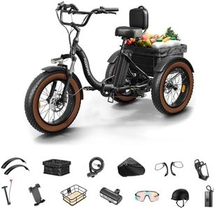 PUCKIPUPPY Electric Tricycle for Adults Alaskan, Rear Motor Electric Trike, 20" 6061 Aluminum Folding Ebike Frame, 3 Wheel Cargo Tricycle with Large Basket, Black