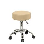 Crystal Creek® Rio Swivel Rolling Stool Round Chair,Thick Sturdy Padding,Adjustable Stool with Wheels for Doctor,Office,Shop(Cream)