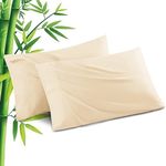 Bamboo Pillowcases Standard Size 2 Pack, Cooling Viscose Pillow Cases with Envelope Closure, Cool & Breathable Pillow Cover for Hot Sleepers and Night Sweats, 20" x 26"