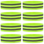 8PCS High Vis Straps,Elastic High Visibility Straps Outdoor Safety Bands,Adjustable Reflective Arm Bands for Night Walking Running Cycling Jogging,Reflective Running Gear (Green)