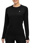 BGOWATU Women's UPF 50+ Rash Guard Shirts Long Sleeve UV Sun Protection Swim Shirt Quick Dry Hiking Fishing Surfing Black Size S