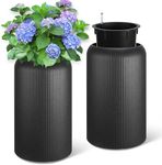 STMHOM 29 Inch Tall Round Planters Set of 2 with a Water Level Monitor, Self Watering Pots for Indoor and Outdoor Plants, Flower Pots for Living Room, Bedroom Office, Patio, Porch, Garden, Black