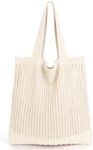 KPX Crochet Tote Bag, Beach Mesh Knitted Bag Large Aesthetic Shoulder Bag Handbags Hollow Hobo Bag for Women Summer (Style D, Beige)