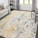 Area Rug Living Room Rugs: 5x7 Large Soft Indoor Carpet Modern Abstract Decor Rug with Non Slip Rubber Backing for Under Dining Table Nursery Home Office Bedroom Beige