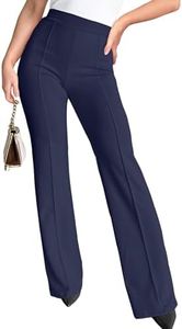 Agenlulu Wide Leg Dress Pants for Women Elastic High Waist Straight Leg Pants Business Casual Pull on Office Work Slacks Navy