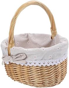 CIYODO 1pc Woven Storage Basket Rustic Rattan Storage Basket storage baskets with lid Woven Serving woven easter basket wedding decor wicker basket with handle vase natural Wooden bride