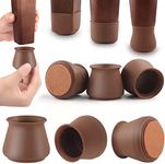 Prostuff.in Silicone Chair Leg Floor Protectors – 16 Pcs | Rubber Chair Leg Caps Furniture Protector to Prevent Scratches, Reduce Noise, Anti-Slip | Furniture Leg Covers for Chair, Stool Table, Brown