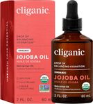 Certified Organic Jojoba Oil 60ml | 100% Pure Natural Cold Pressed Unrefined, Hexane Free Carrier Oil | for Hair Face & Nails | Cliganic 90 Days Warranty
