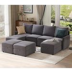 COMHOMA Sectional Couches for Living Room, Modular Sectional Sofa with Storage, Convertible Sleeper Sofa with Chaise，Modern U Shaped Couch(4+4)