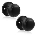 Foinwer Closet Door Knobs (2 Pack), Black Half Dummy Door Knob, Non-Turning Closet Door Knobs, Flat Ball Interior Door Knobs for Hall and Closet