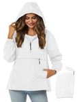 Avoogue Lightweight Rain Jacket Women Packable Ladies Raincoat With Hood Waterproof White Xl