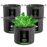 VIVOSUN 5-Pack 5 Gallon Grow Bags, 500G Thick Nonwoven Fabric Pots with Strap Handles, Multi-Purpose Rings, for Low Stress Plant Training Fruits, Vegetables, and Flowers