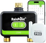 RainPoint WiFi Water Timer for Garden Hose with Brass Inlet & Outlet, 2-Zone Smart Hose Timer, WiFi Irrigation Controller via APP/Voice Control, Automatic Sprinkler Watering System for Lawns and Yard