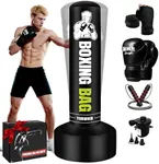 Freestanding Punching Bag for Adults Teens, 70'' Heavy Boxing Bag with Stand with Gloves, Pump and Jump Rope, Women Men Standing Kickboxing Bag for MMA Training Muay Thai Fitness Karate Home Gym