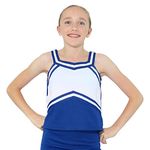 Danzcue Girls Sweetheart Cheerleaders Uniform Shell Top, Royal-White, Large