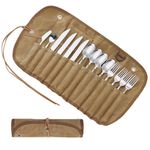 Camping Cutlery Storage Bag,Cooking Utensils Organizer Bag,Portable Cutlery Bag,Cutlery Roll Pouch,Reusable Utensil Tableware Storage Bag,Fork Spoon Chopsticks Organizer for Camping,Picnics,Barbecue