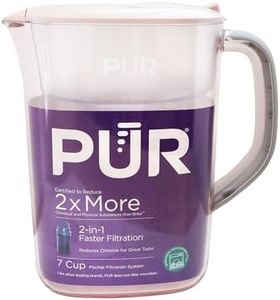 PUR 7-Cup Water Filter Pitcher with 1 Genuine PUR Filter, 2-in-1 Powerful, Faster Filtration, Lasts 2 Months or 40 Gallons, Dishwasher Safe, Blush (PPT700PA)