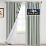 H.VERSAILTEX Full Blackout Curtains with White Liner Room Darkening Window Treatment Curtains Panels 84 inch for Living Room Thermal Insulated Rod Pocket Drapes 2 Panels, 52" Wx84 L, Light Sage