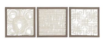 Ashley Furniture Signature Design - Odella Paper Canvas Wall Decor - Set of Three - Contemporary - Cream/Taupe
