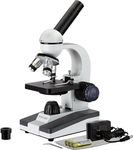 AmScope M150C-E-A 40X-1000X LED Cordless All-Metal Framework Full-Glass Optical Lens Student Compound Microscope with Coarse & Fine Focusing + Digital Camera USB Imager