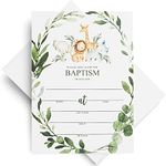 25 Jungle Baptism Invitations for Boys and 25 Envelopes Safari Animals (Large size 5X7 inch)