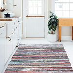 EHC Recycled Handmade Multi Coloured Chindi Floor Rug 90 x 150 cm (Made from Recycled Cotton)