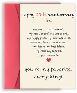 Asmallgf Funny 20th Wedding Anniversary Card for Husband Wife, Cute 20 Year Aday Gifts for Him Her, China Anniversary