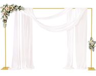 Fomcet 6.6FT x 10FT Backdrop Stand Heavy Duty with Base Gold Pipe and Drape Square Backdrop Stand Adjustable Portable Metal Arch Frame for Wedding Baby Shower Birthday Parties Banquet Decorations