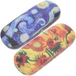 Healifty Set of 2 Hard Sunglasses Case Leather Glasses Case Glasses Holder Box for Women Men Students Van Gogh